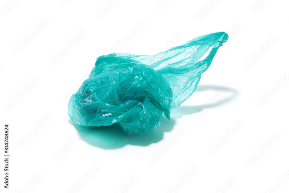 Fototapeta premium crumpled plastic bag on a white isolated background