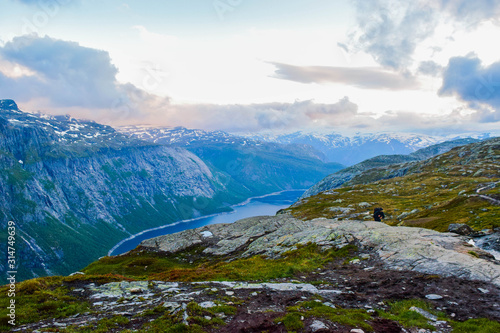 Fototapeta Naklejka Na Ścianę i Meble -  Hiking Trip to Trolltunga, Norway.
