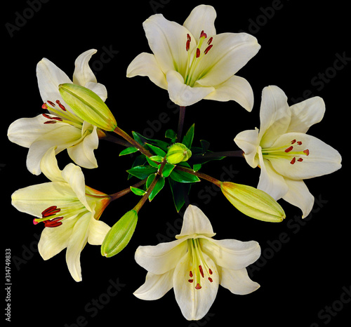 white Lily bouquet on top