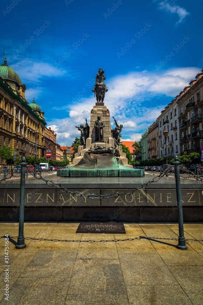 Poland - Statue on the main street - Krakow