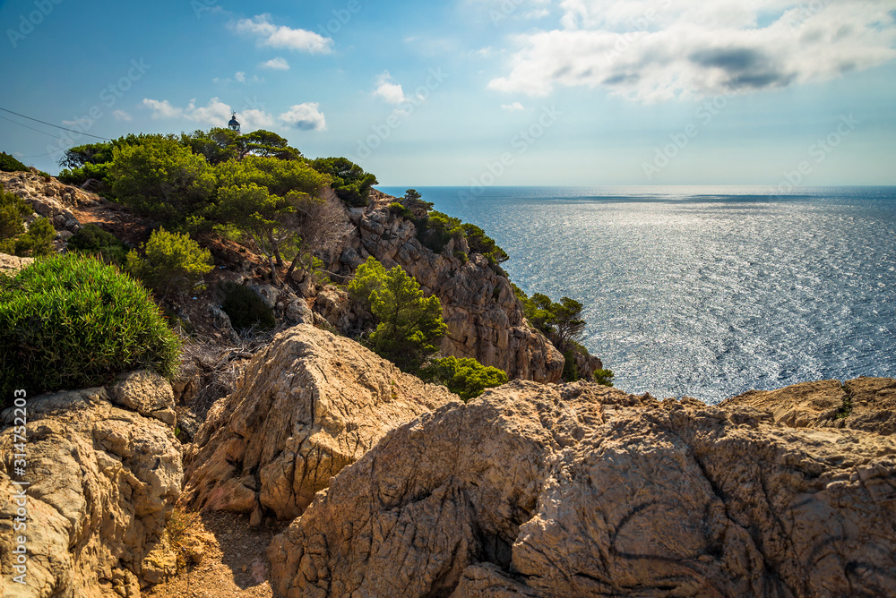 Spain - Lighthouse behind the rocks - Palma de Mallorca