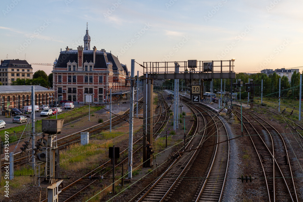 Fototapeta premium Valenciennes, France. 2019/9/14. The historical building of the railway station in Valenciennes, France.