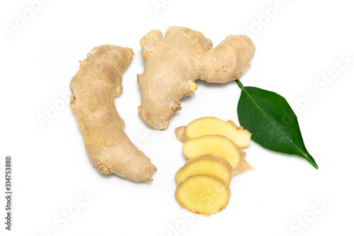Fresh  ginger on white background