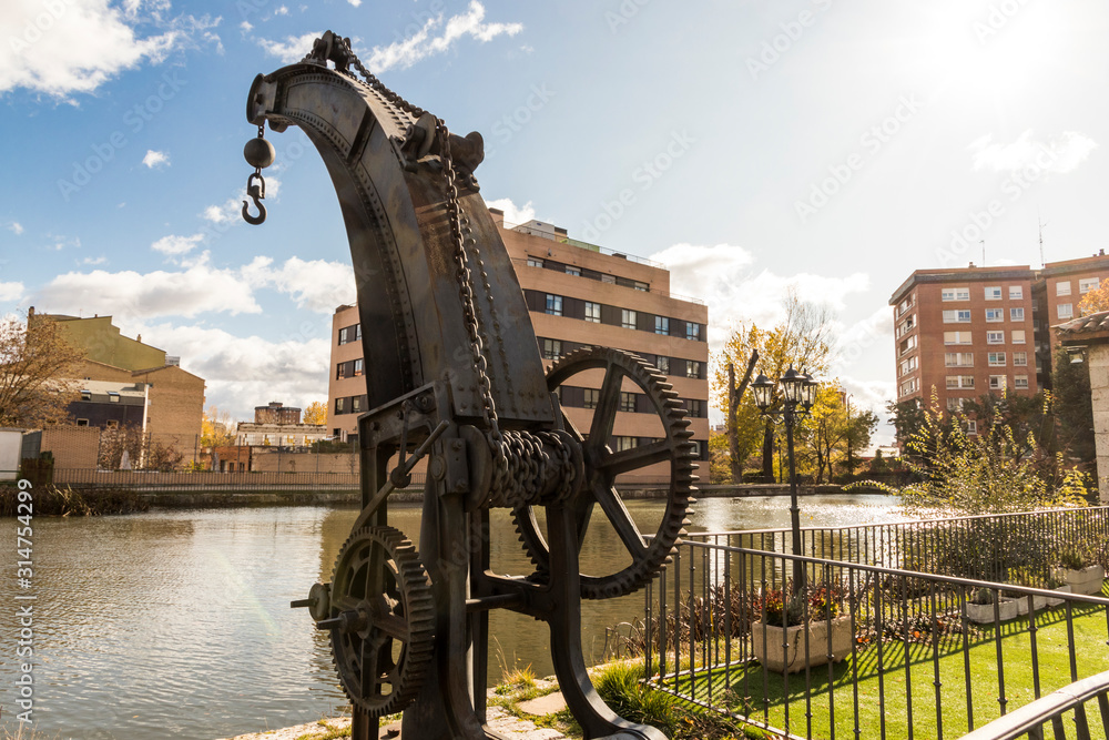 Valladolid, Spain. The Darsena (dock) of the Canal de Castilla (Canal of Castile), constructed in the 18th Century