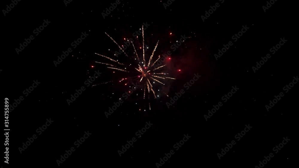 Bright fireworks explode in the dark night sky.holiday screensaver for your design Bright fireworks explode in the dark night sky.holiday screensaver for your design