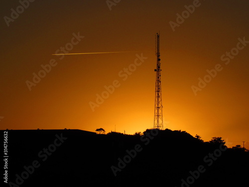tv tower at sunset