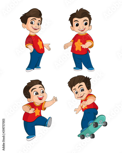 Happy Boy in different poses and expressions.