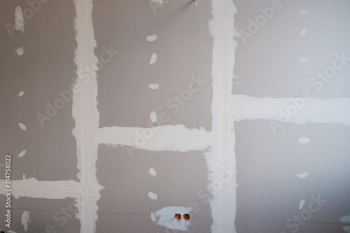 drywall background during flat renovation - dry wall room renovation - photo