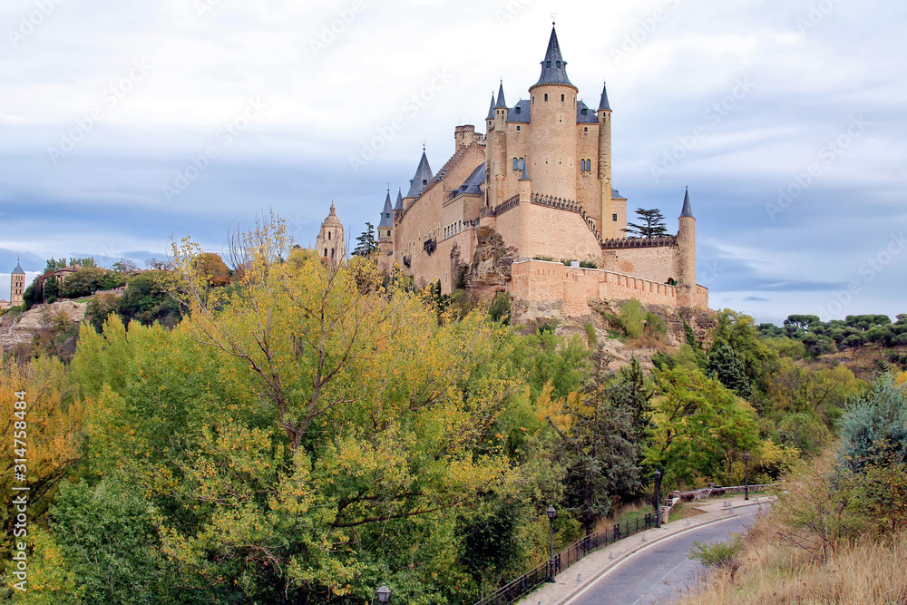The Alcázar of Segovia in autumn, Segovia, Castile and León, Spain