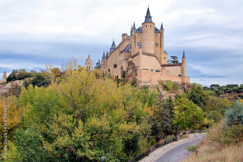 The Alcázar of Segovia in autumn, Segovia, Castile and León, Spain The Alcázar of Segovia in autumn, Segovia, Castile and León, Spain