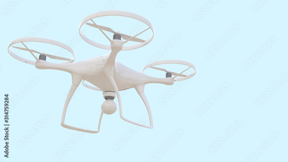 Flying drone isolated on blue background, 3d-rendering Flying drone isolated on blue background, 3d-rendering