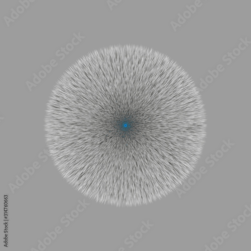 Gray Fluffy Vector Hair Ball on Gray