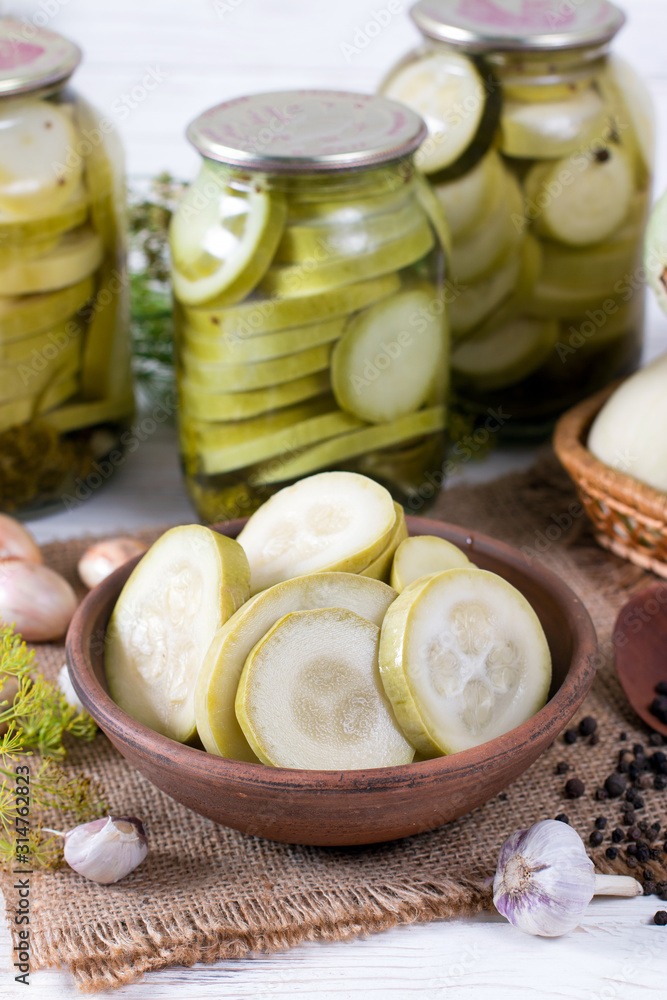 Marinated zucchini in a plate Marinated zucchini in a plate