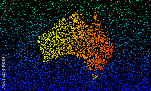 dotted Australian map. fire danger concept
