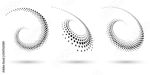 Halftone circle frame, abstract dots logo emblem design element for any project. Round border icon or backgroud. Vector EPS10 illustration