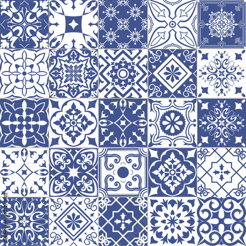 Big set of tiles in portuguese, spanish, italian style. For wallpaper, backgrounds, decoration for your design, ceramic, page fill and more.