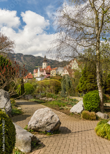 Beautiful sunny day in park in spring.