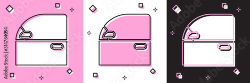 Set Car door icon isolated on pink and white, black background.  Vector Illustration