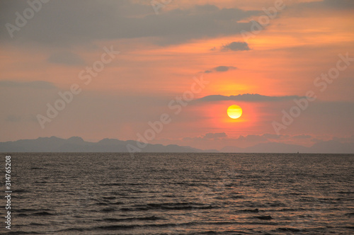 Beautiful sunsets view over the ocean.