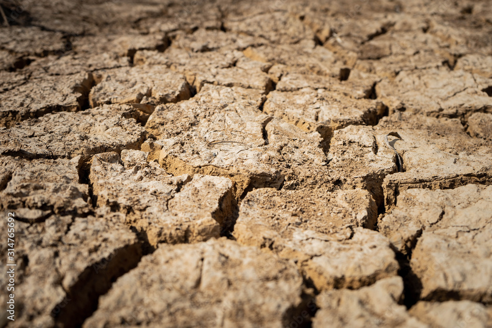 Crack soil warming drought from natural disaster
