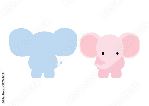 Baby elephant set with sweet heart boys and girls. 