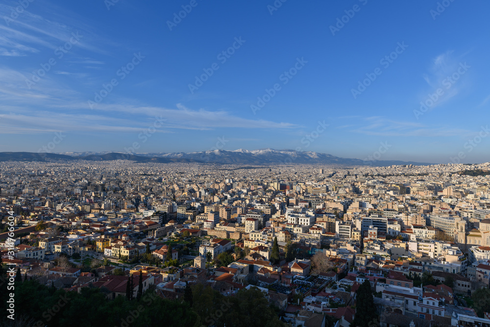 Day view to Athens from hill, Athens, Greece.