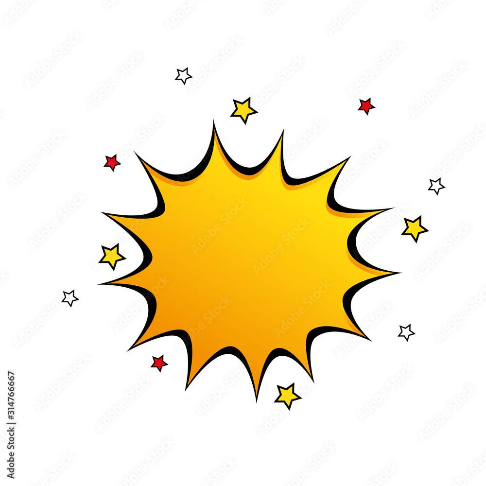 explosion yellow color with stars pop art style icon explosion yellow color with stars pop art style icon