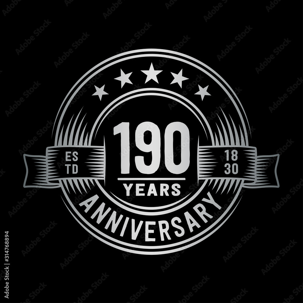 190 years anniversary celebration logotype. Vector and illustration.