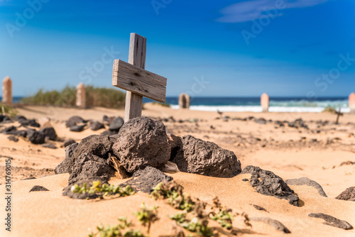 Cemetery of Cofete. A abandoned cemetery in the south of Fuerteventura photo