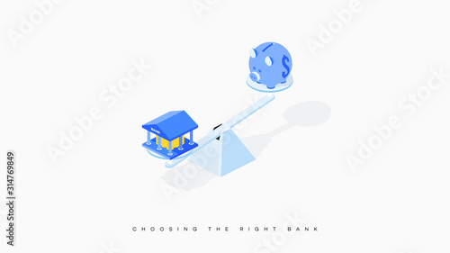 Choice between a bank and a piggy bank.