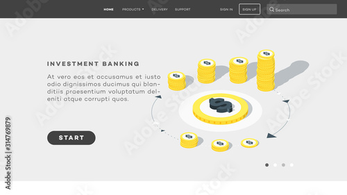 Conceptual vector illustration. Investment and analysis finansial strategy. Investment and analysis money profits metaphor. Looped process of investing money and investments