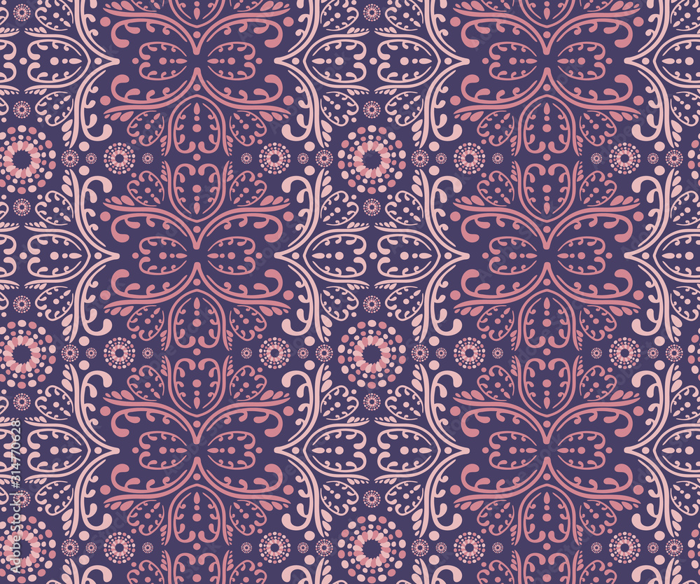 Hand drawn, decorative, floral pattern for textile/fabric print for spring/summer fashion. 