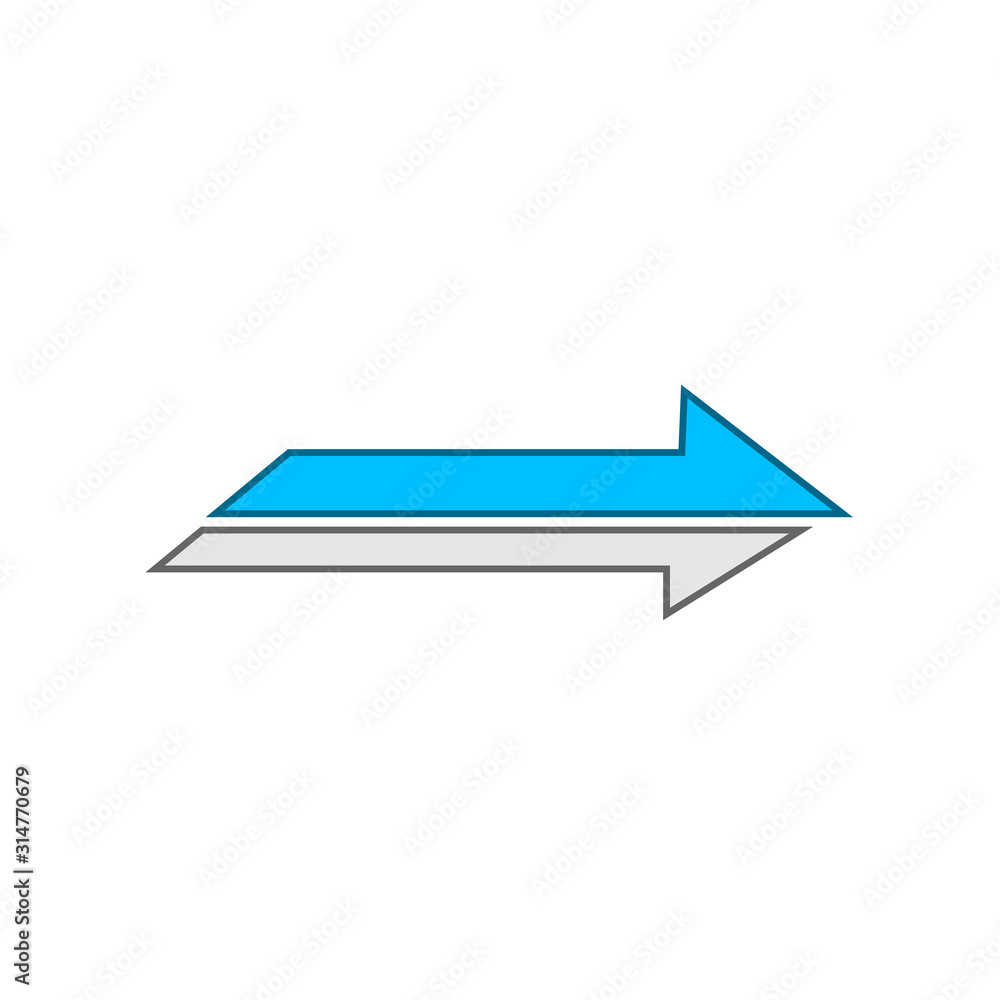 Icon blue and white arrow to the right on a white background Icon blue and white arrow to the right on a white background