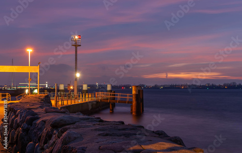 amasing sunset at baltic sea on kiel bay Laboe photo