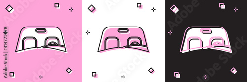 Set Car windscreen icon isolated on pink and white, black background.  Vector Illustration