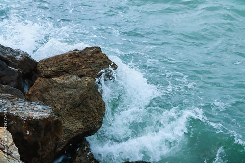 Big waves crashing on the rocks