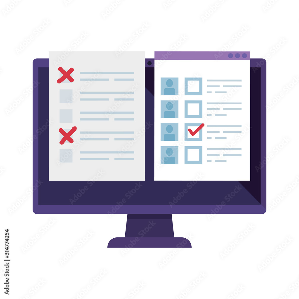 computer for vote online isolated icon computer for vote online isolated icon
