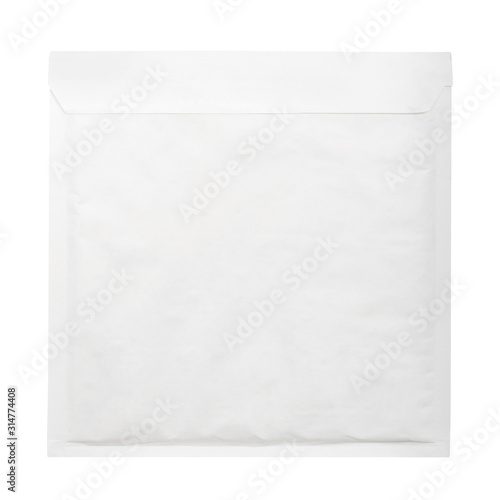 Blank white square envelope isolated on white background