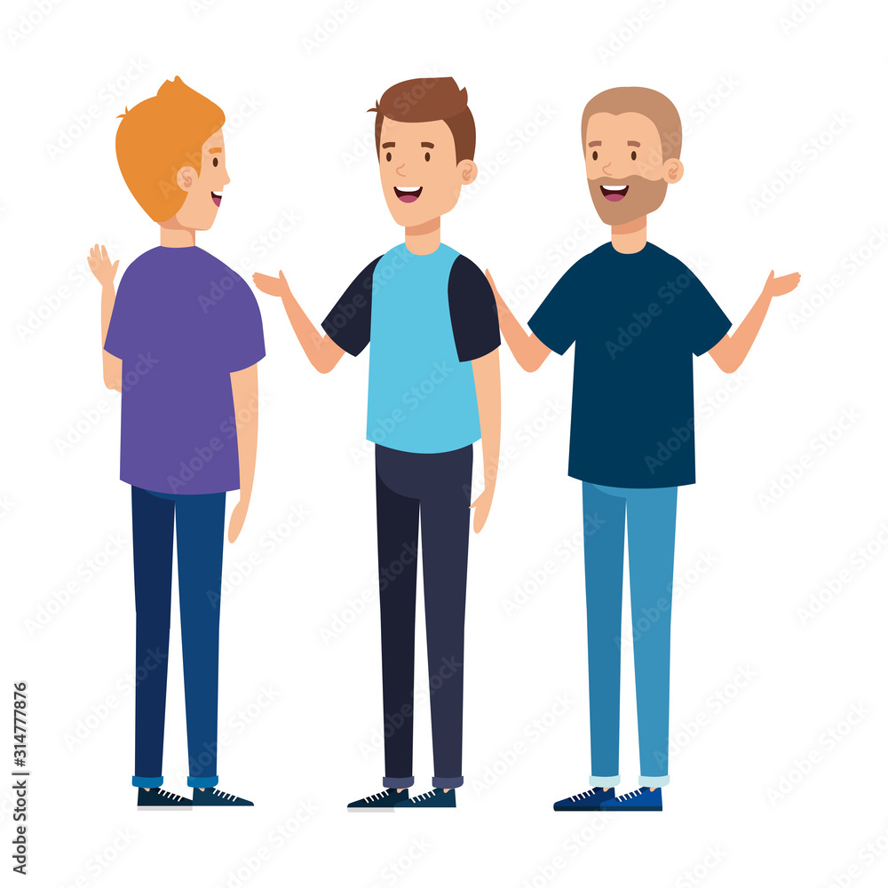 group of young men avatar character icon
