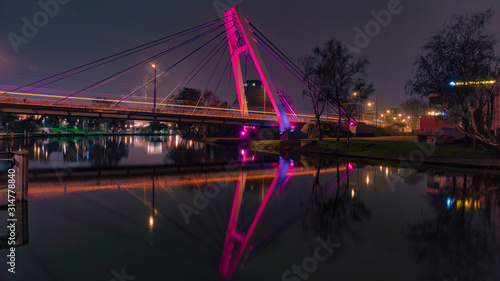 one of several bridges over the Brda River in Bydgoszcz, poland