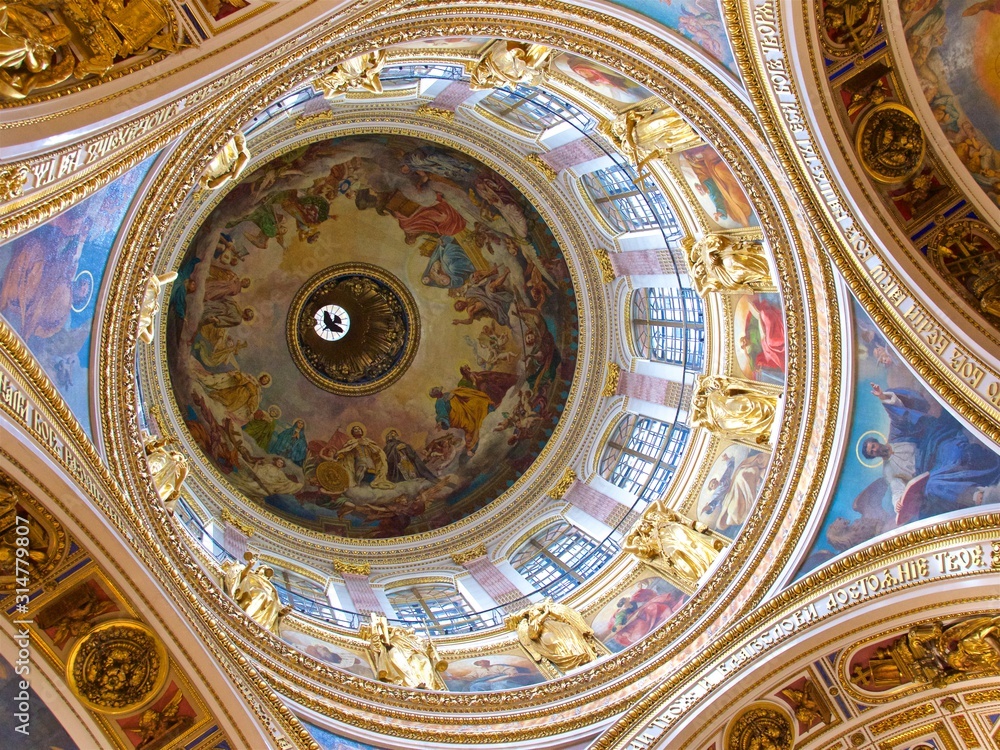 Visiting the dome of St. Issac's Cathedral in St. Petersburg, Russia