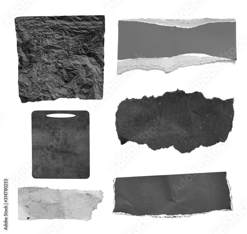 Set of old ripped paper isolated on white background with copy space for text