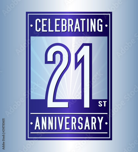 21 years logo design template. Anniversary vector and illustration.