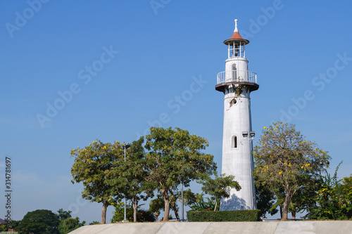 Wallpaper Mural Coast white lighthouse blue sky background Torontodigital.ca