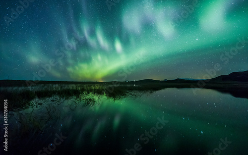 Aurora Borealis (Northern Lights) above a lake