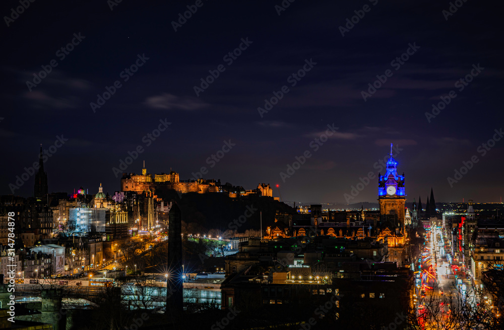 Edinburgh, scotland at night from carlton hill