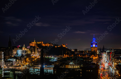 Edinburgh  scotland at night from carlton hill