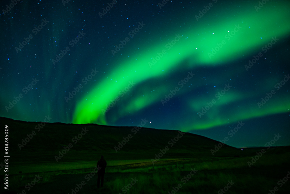 bright northern lights (aurora borealis) in Iceland