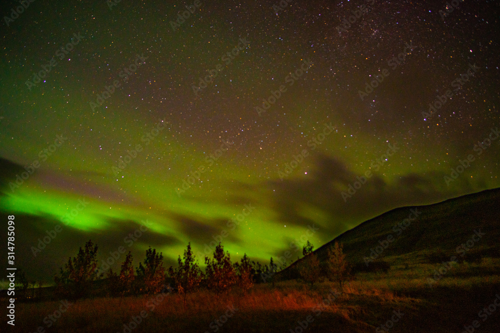 bright northern lights (aurora borealis) in Iceland bright northern lights (aurora borealis) in Iceland