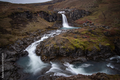 the stunning view along the waterfall circle hike in Laugarfell iceland